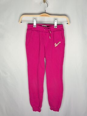 Lanvin Hot Pink Kids Jogger Sweatpants with Sequin Logo Size 8